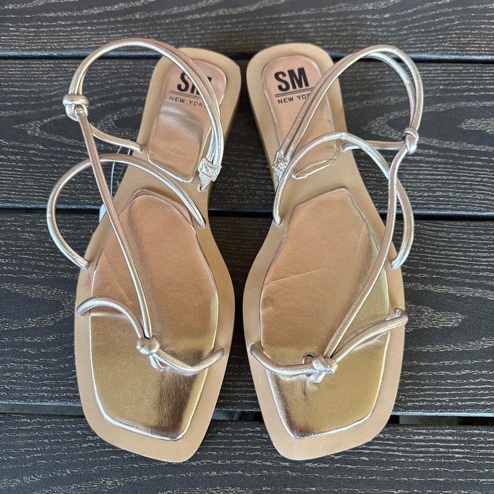 Steve Madden SM New York Women's Silver Metallic Strappy Sandals